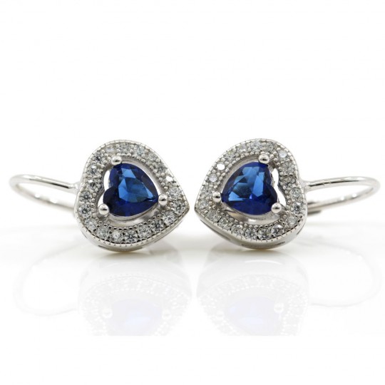 Royal Blue Heart earrings with rhodium-plated 925 silver crystals