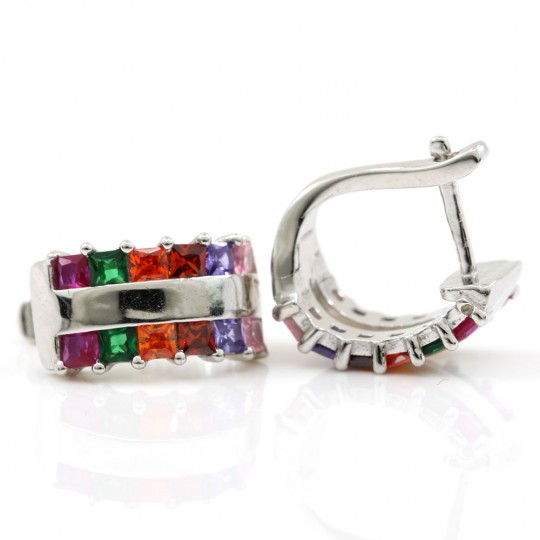 Multicolor earrings with rhodium-plated silver 925 crystals