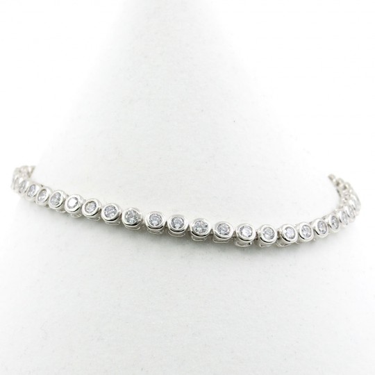 Adjustable tennis bracelet with crystals, rhodium-plated 925 silver