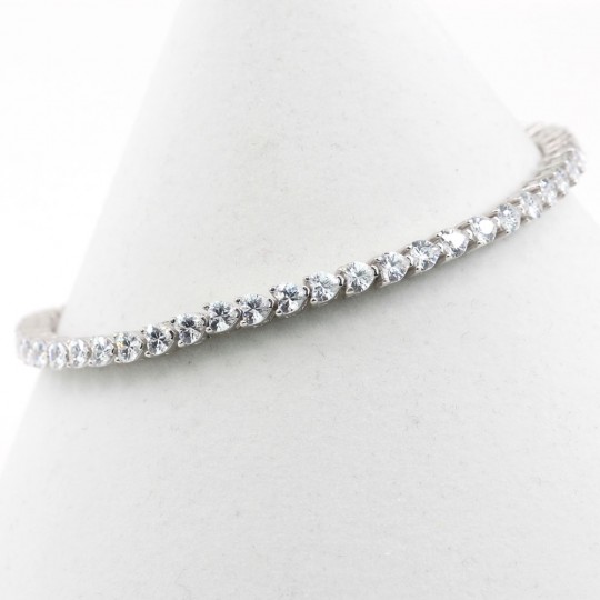 Tennis bracelet - 19cm with Heart crystals, rhodium-plated 925 silver