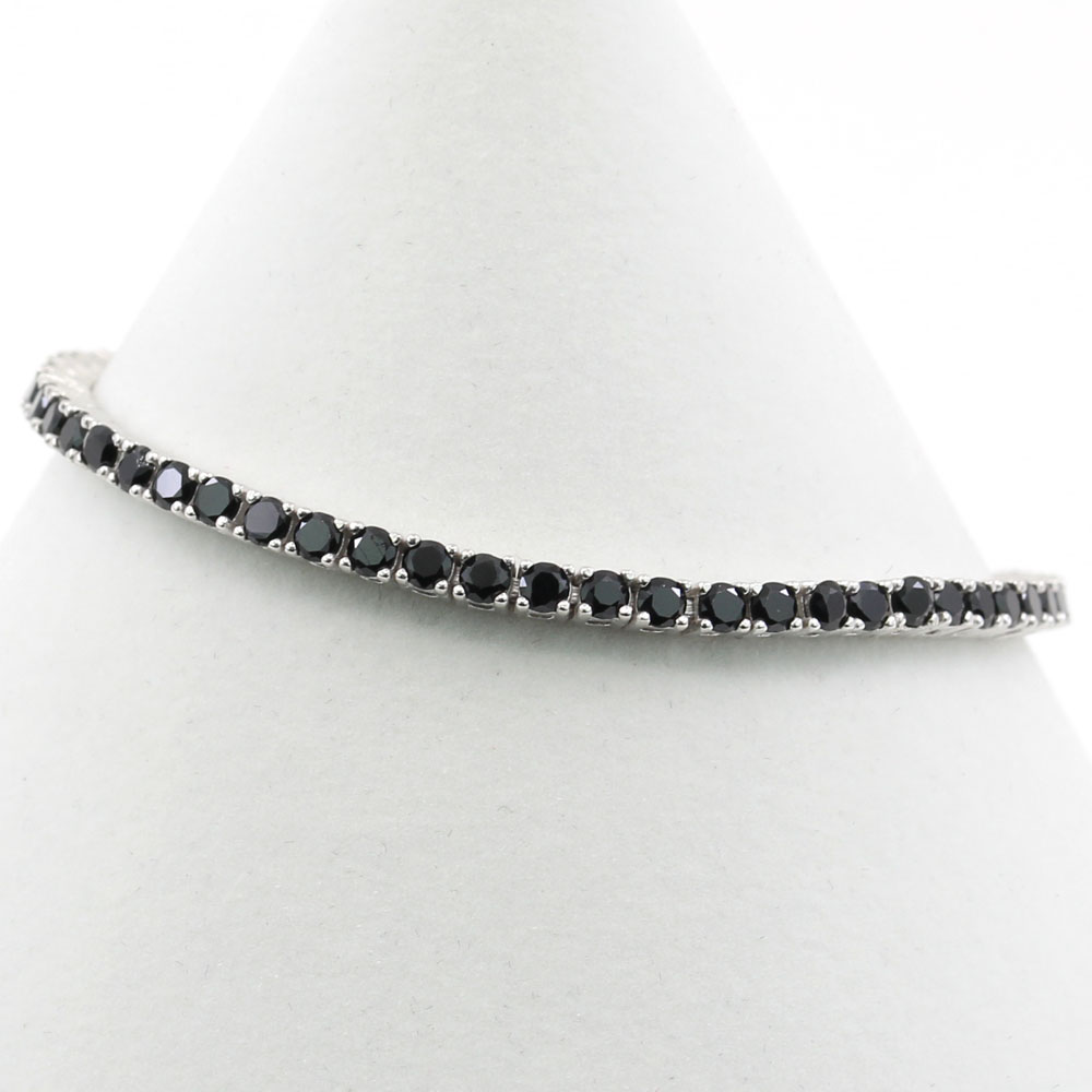 Tennis bracelet - 17cm with Jet crystals, rhodium-plated 925 silver