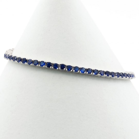 Tennis bracelet - 17.5cm with Royal Blue crystals, rhodium-plated 925 silver