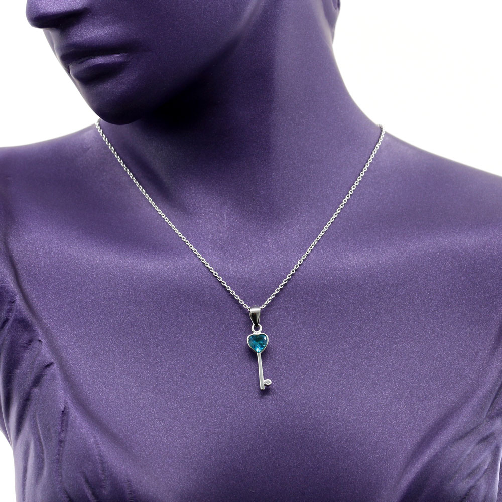 Cheita Necklace with Turquoise Heart, 925 rhodium-plated silver