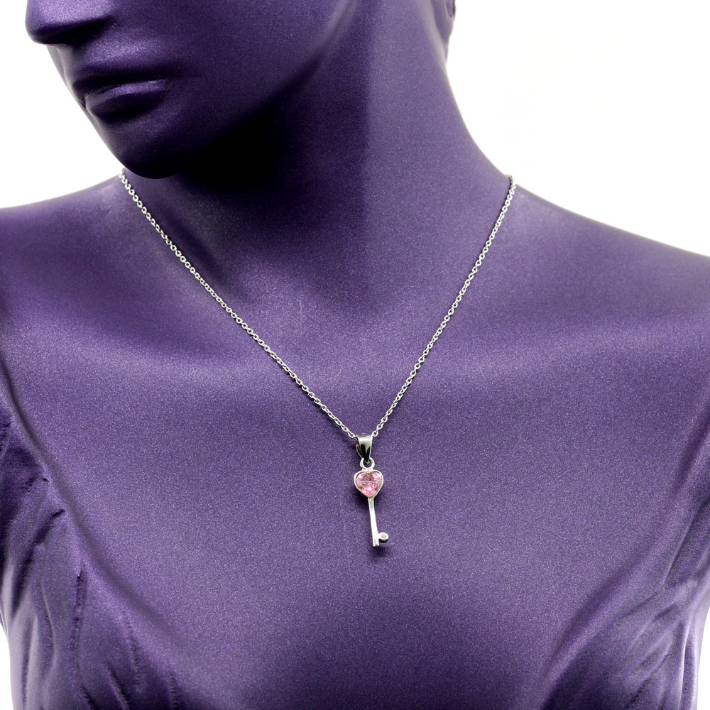 Cheita Necklace with Rose Heart, 925 rhodium-plated silver