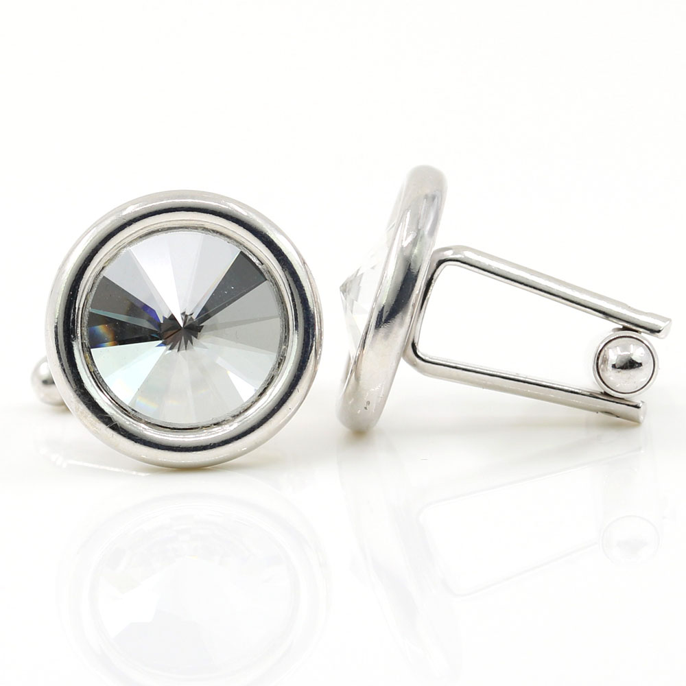 Swarovski Crystal Buttons, Rivoli Crystal, 925 rhodium-plated silver