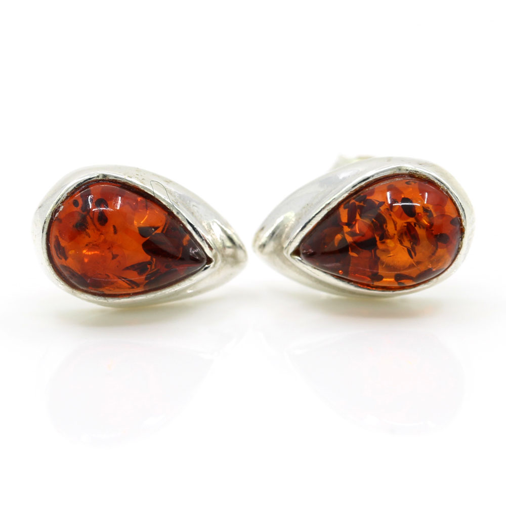 925 Silver Earrings with Natural Amber Topaz, 12x8mm