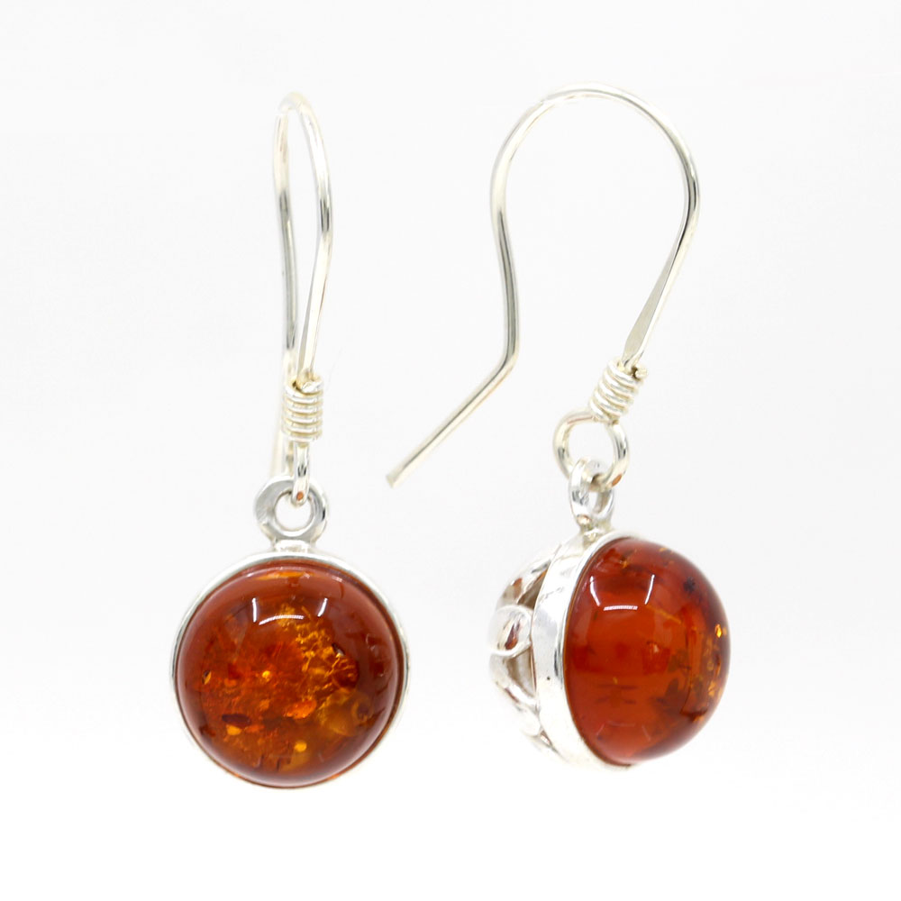 925 silver earrings with natural amber topaz, 31x11mm