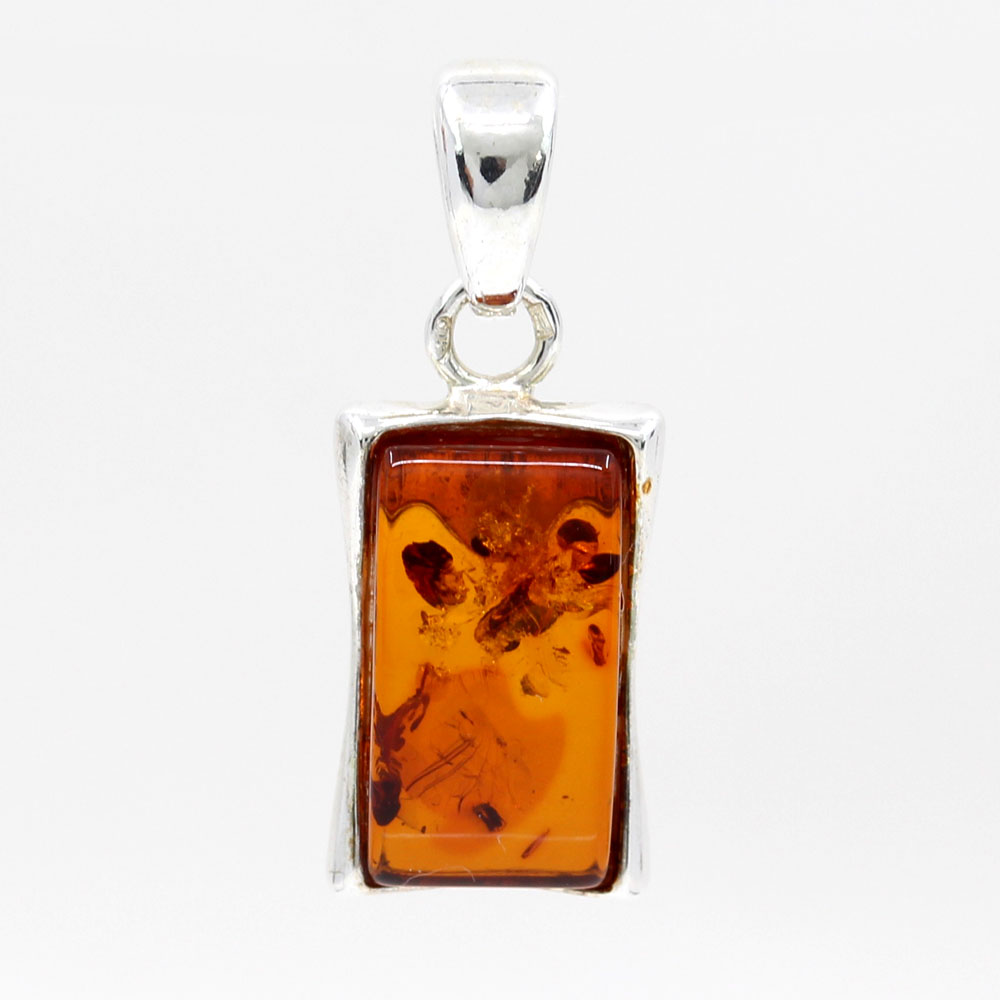 925 silver pendant with natural amber topaz, 20x9mm