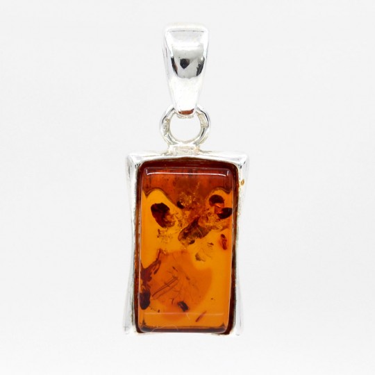 925 silver pendant with natural amber topaz, 20x9mm