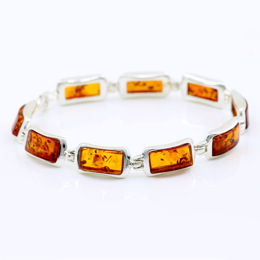 925 silver bracelet with natural amber topaz, 18cm