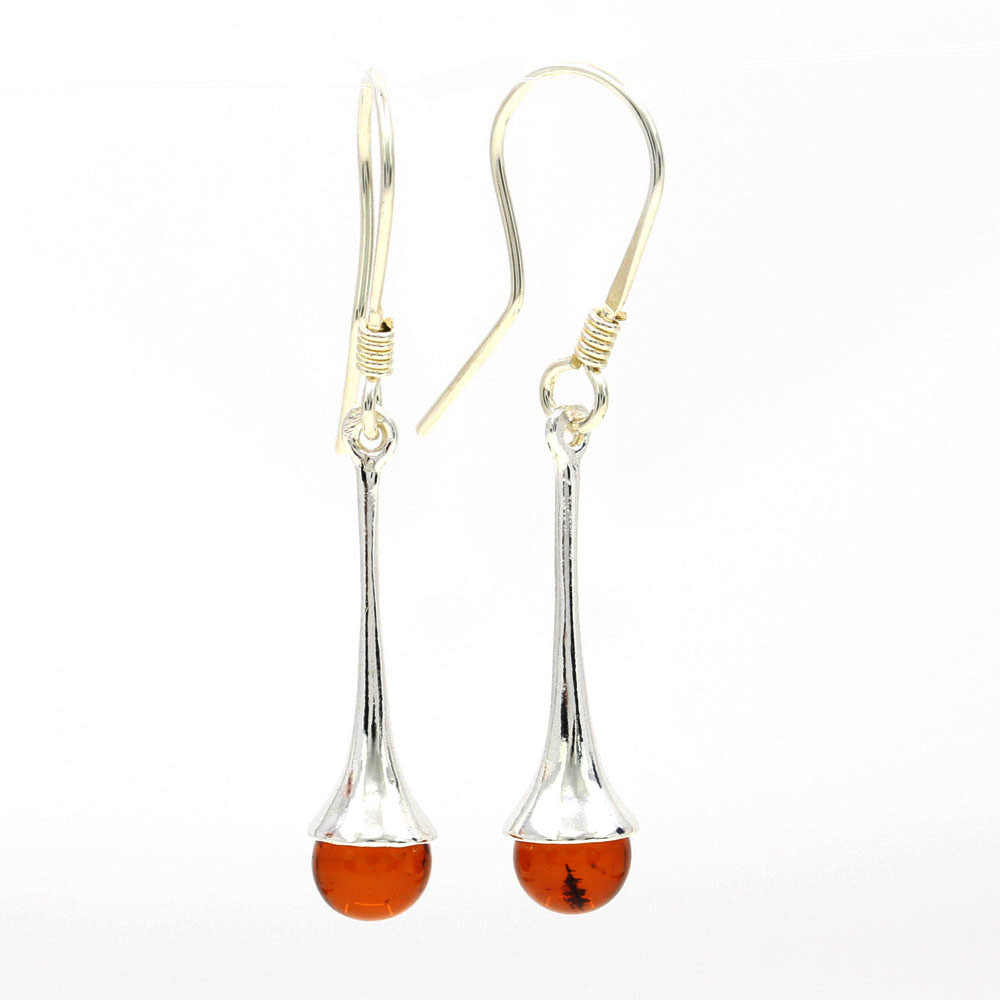 925 Silver Earrings with Natural Topaz Intense Amber, 43x7mm