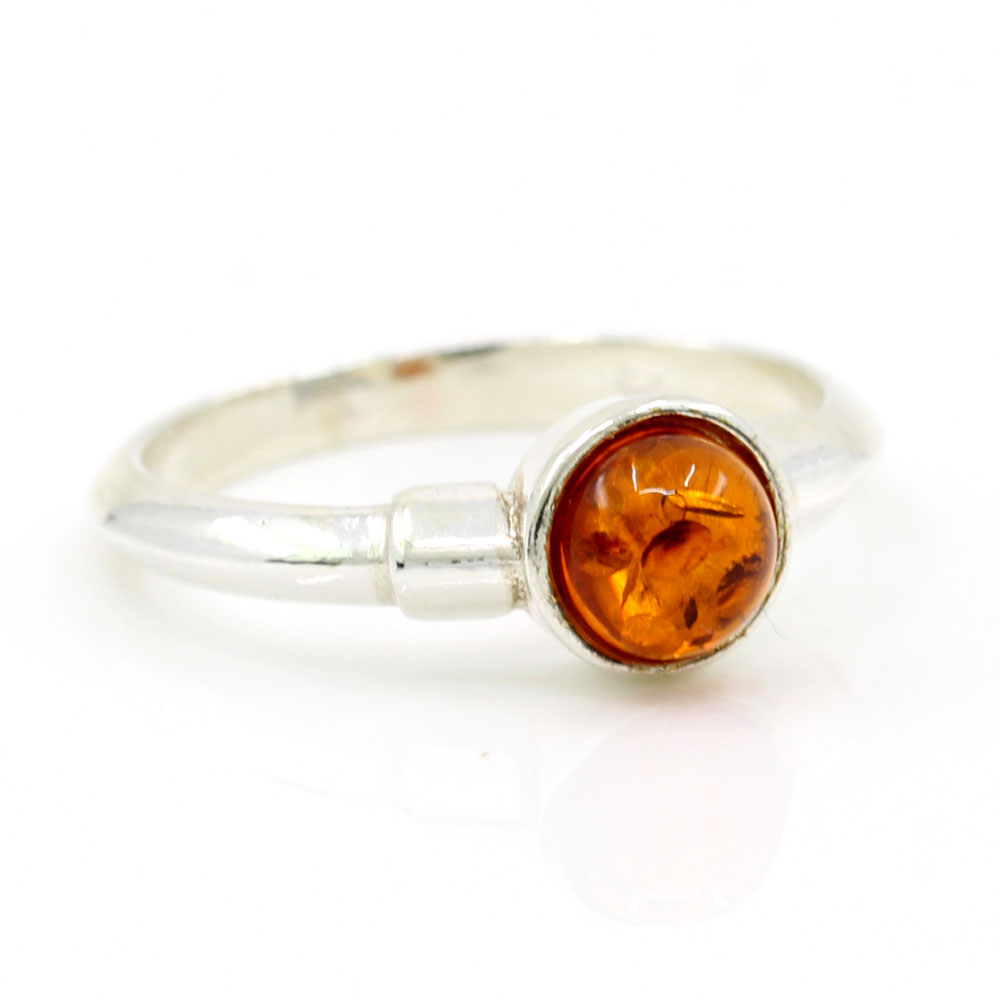 925 Silver Ring (55) with Natural Topaz Amber