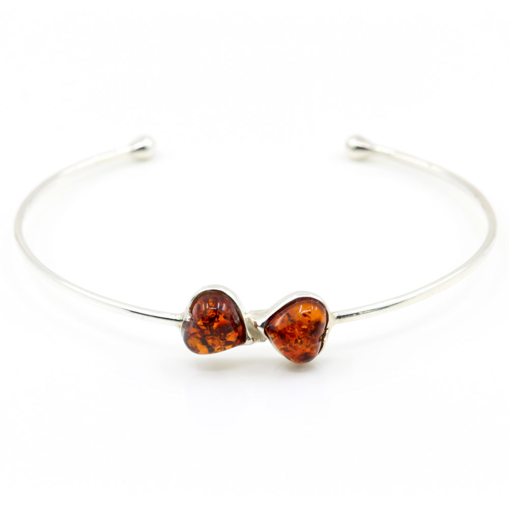 925 silver heart bracelet with natural amber topaz 6.5cm