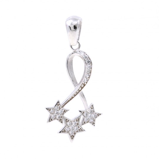 Starfish Pendant with Crystals, 925 rhodium plated silver, 25mm