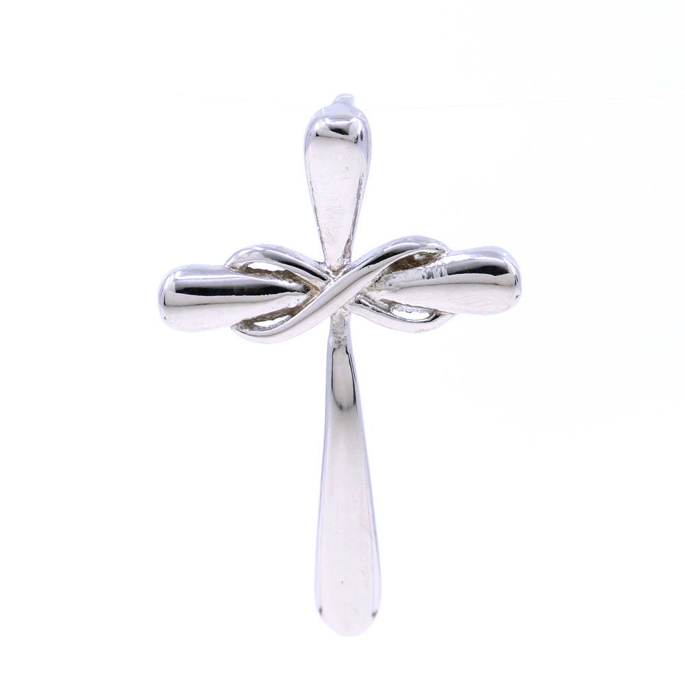 Cross pendant, 925 rhodium-plated silver, 26mm