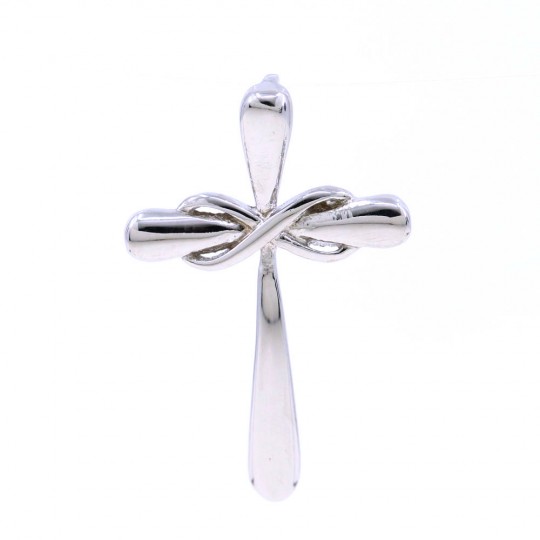 Cross pendant, 925 rhodium-plated silver, 26mm