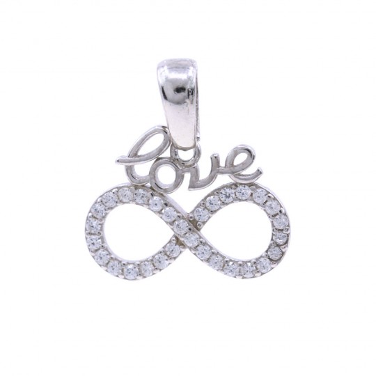 Infinite Love pendant with crystals, 925 rhodium-plated silver, 11mm