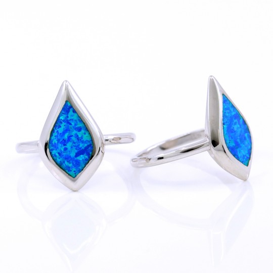 Ring Lacrima (54) with Blue Opal in 925 rhodium plated silver