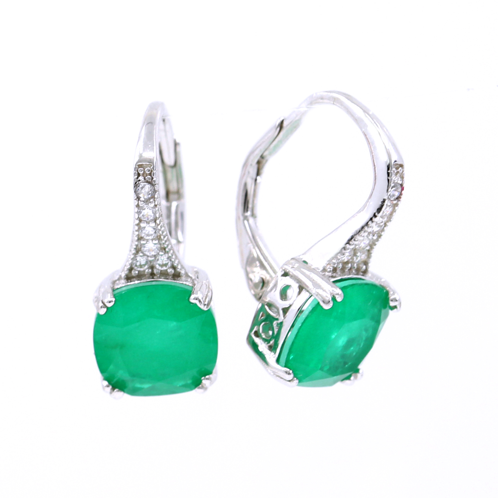 Cuadrado earrings with Paraiba, 925 silver, rhodium-plated