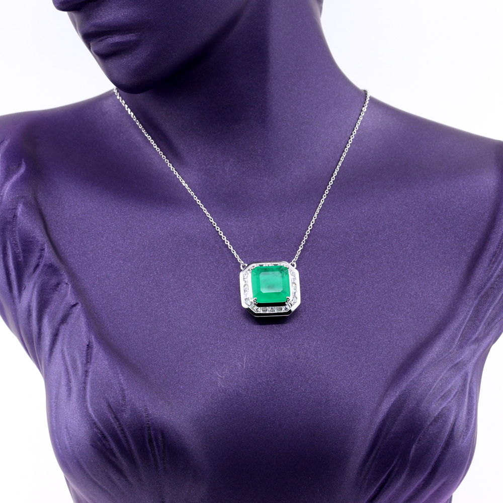 Cuadrado necklace with Paraiba, 925 rhodium-plated silver