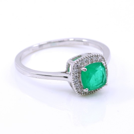 Cuadrado ring with Paraiba (58) and crystals, made of 925 rhodium-plated silver