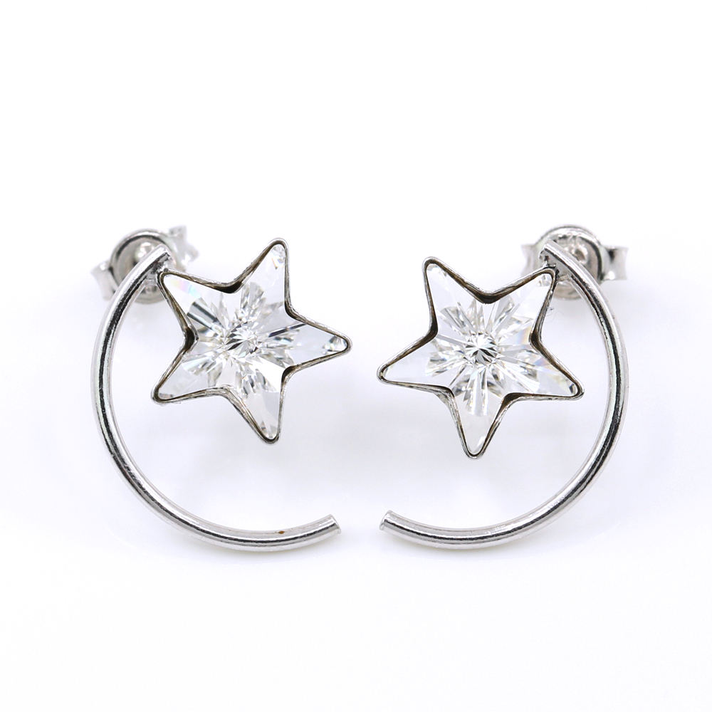 Star earrings with Swarovski Crystal crystals, 925 rhodium-plated silver