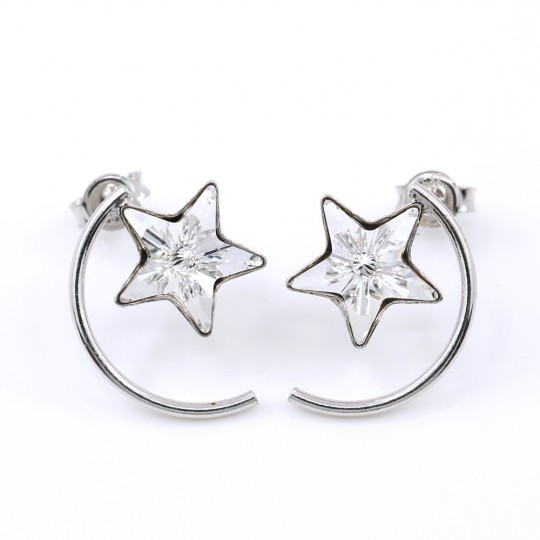 Star earrings with Swarovski Crystal crystals, 925 rhodium-plated silver