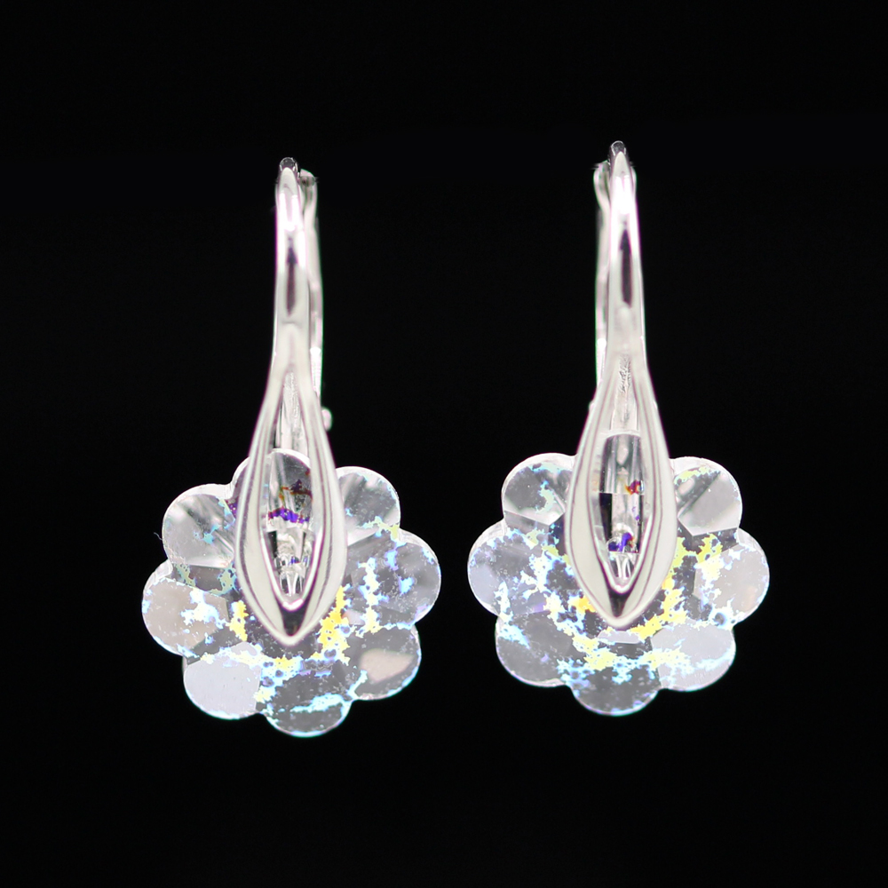 Earrings with Swarovski White Patina crystals, 925 rhodium-plated silver