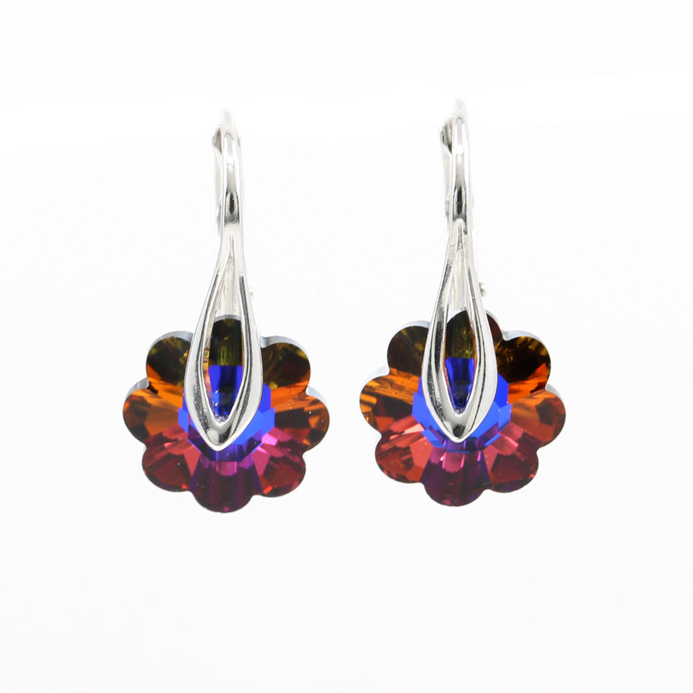 Earrings with Swarovski Volcano crystals, 925 rhodium-plated silver