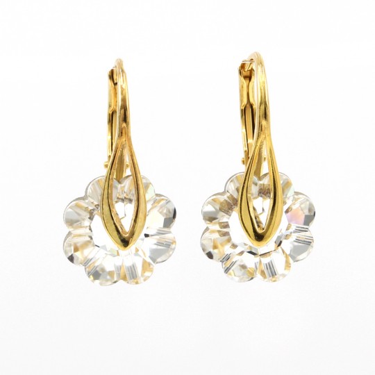 Marguerite Earrings with Swarovski Crystal Crystals, Gold Plated 925 Silver