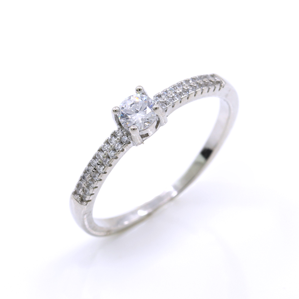 Ring (58) Wedding with crystals, made of 925 rhodium-plated silver