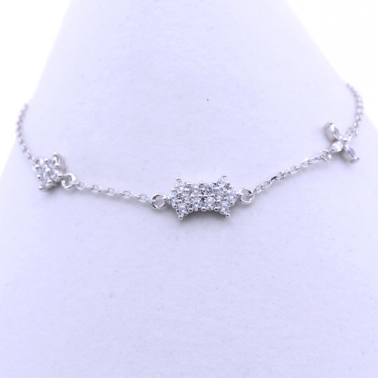 Bow Bracelet, 925 rhodium-plated silver, 17+3cm