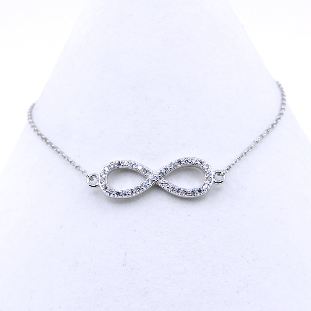 Infinity Bracelet, 925 rhodium plated silver, 17+3cm