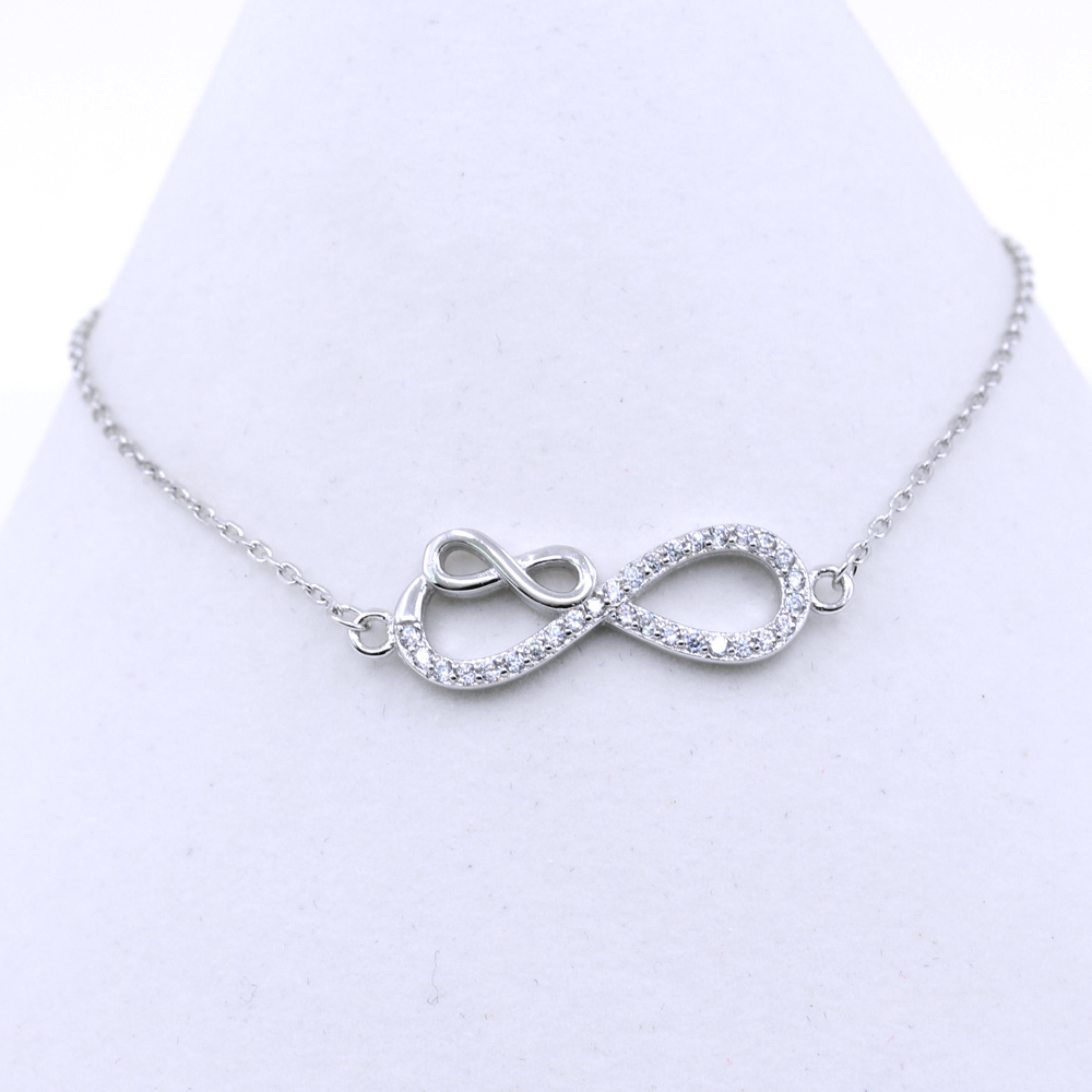 Infinity Bracelet, 925 rhodium plated silver, 17+3cm