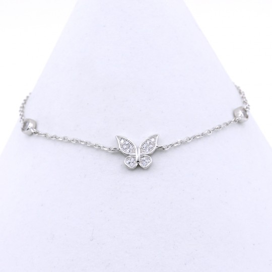 Butterfly Bracelet, 925 rhodium plated silver, 17+3cm