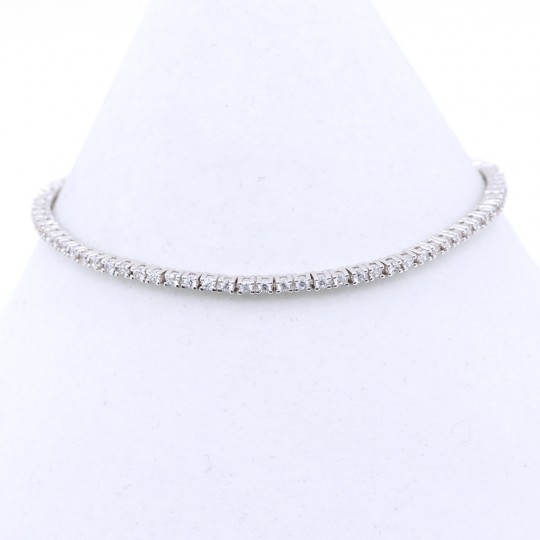 Tennis Bracelet with Crystals, 925 rhodium plated silver - 17+3cm