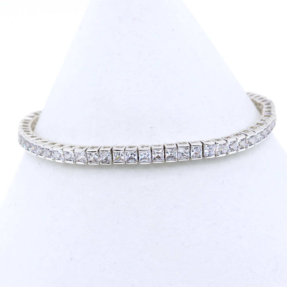 Tennis bracelet with crystals 925 rhodium-plated silver - 17+3cm