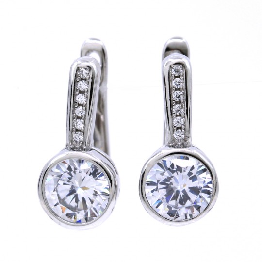 Emma earrings with crystals in 925 rhodium-plated silver