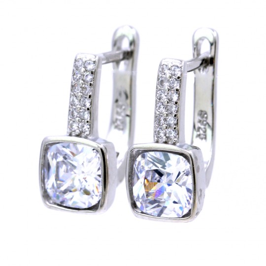 Mia earrings with crystals in 925 rhodium-plated silver