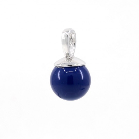 Pandantiv argint 925 rodiat cu perla Swarovski Dark Lapis 10mm