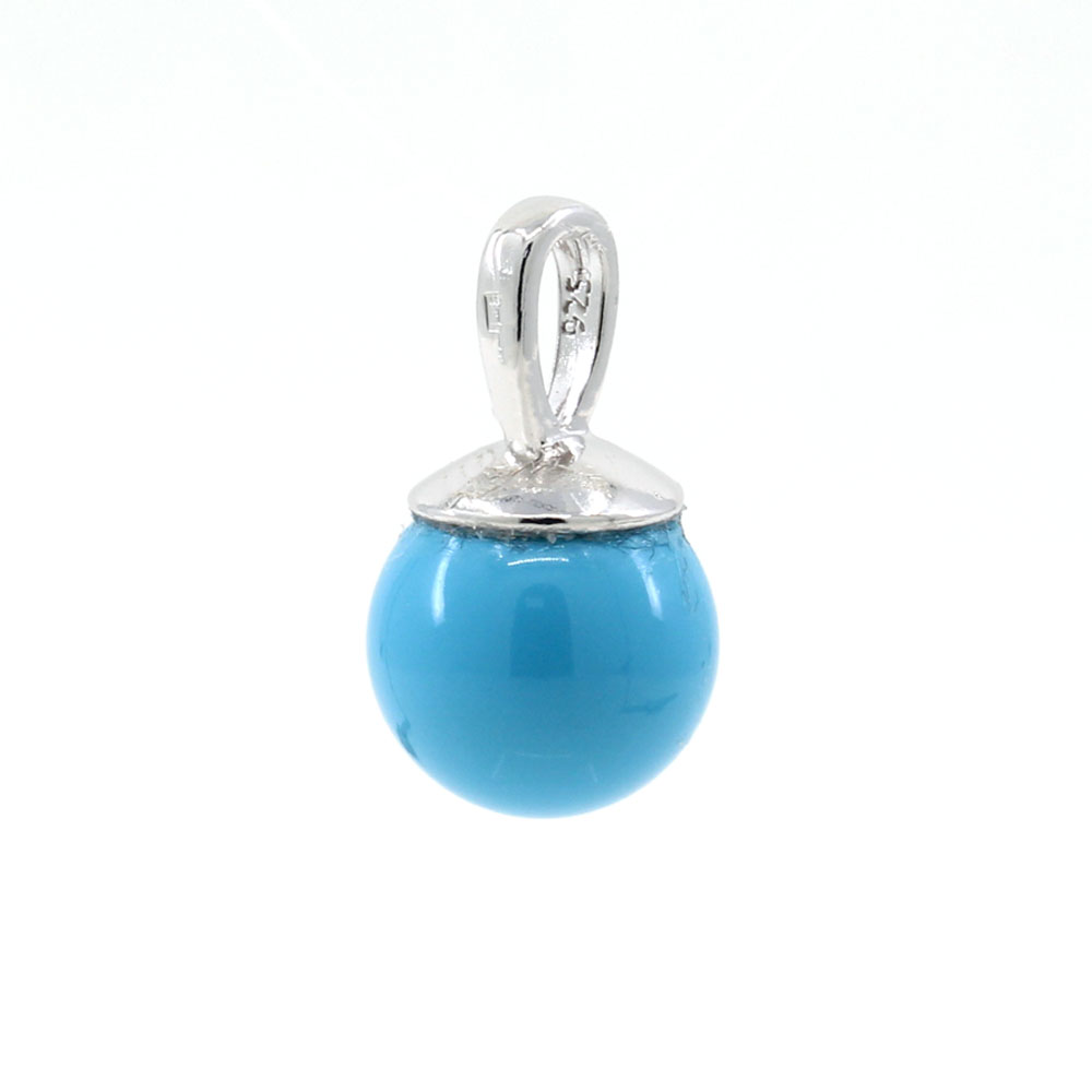 Pandantiv argint 925 rodiat cu perla Swarovski Turquoise 10mm