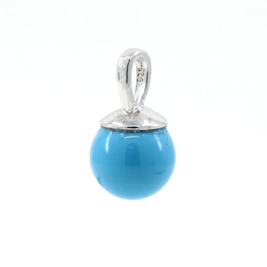 Pandantiv argint 925 rodiat cu perla Swarovski Turquoise 10mm