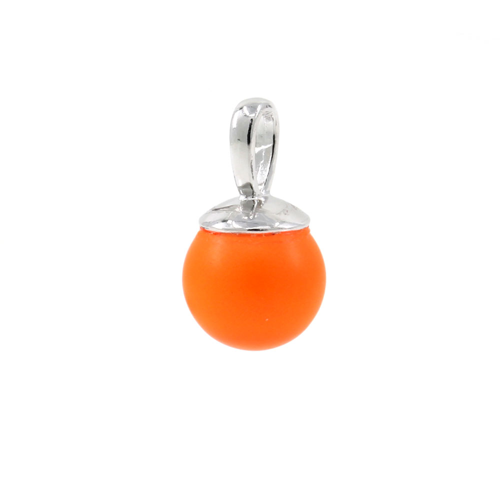 Pandantiv argint 925 rodiat cu perla Swarovski Neon orange, 10mm