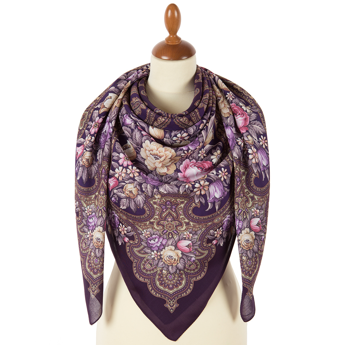 Premium shawl Bereginya, viscose, intense mauve - 135x135cm