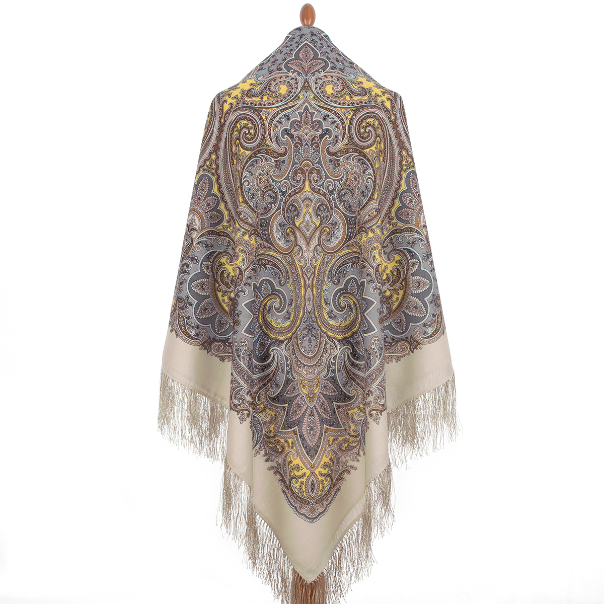 Premium shawl Bright Sun, wool, beige- 146x146cm